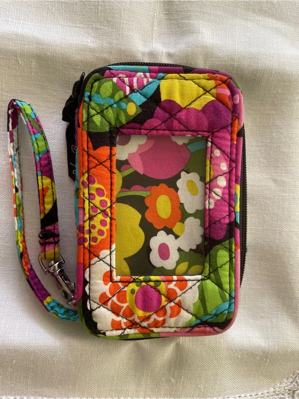 Vera Bradley Floral Quilted Wristlet Phone Case in Multicolor Pink Orange Green